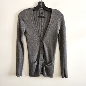 Club Monaco XS cashmere cotton blend ribbed cardigan, gray